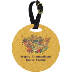 Happy Thanksgiving Plastic Luggage Tag - Round (Personalized)