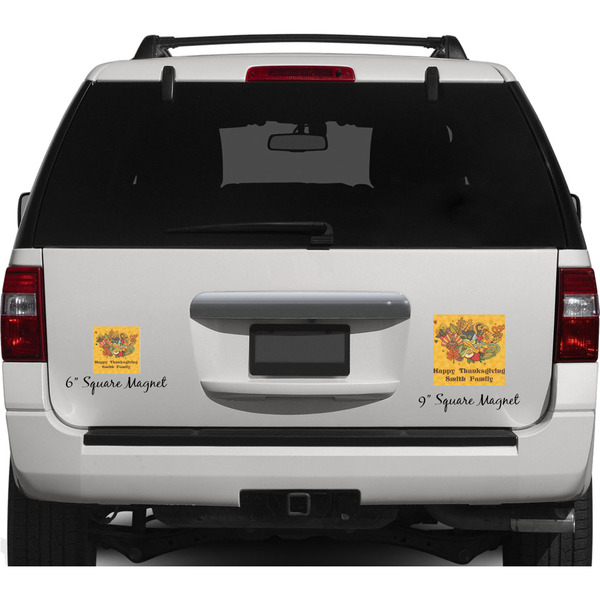 Happy Thanksgiving Personalized Square Car Magnets on Ford Explorer