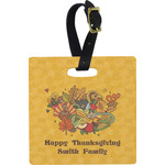 Happy Thanksgiving Plastic Luggage Tag - Square w/ Name or Text