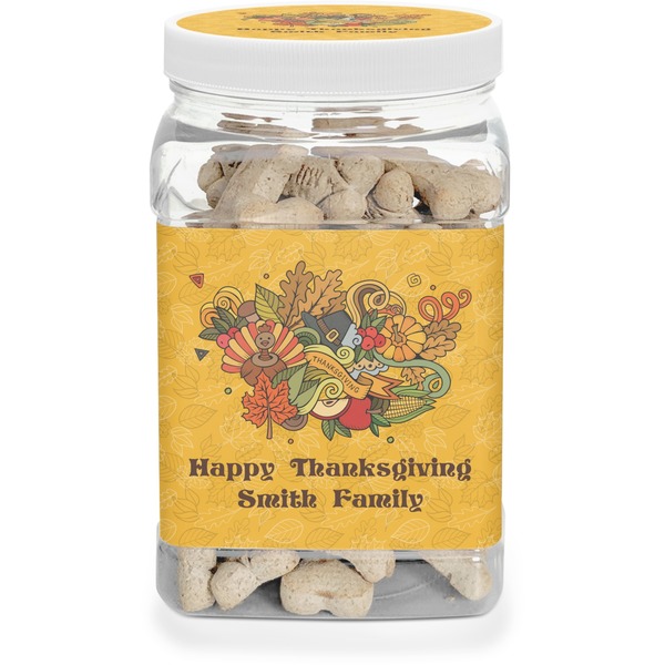 Custom Happy Thanksgiving Dog Treat Jar (Personalized)