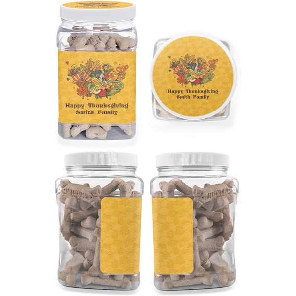 Happy Thanksgiving Pet Treat Jar - Multiple Angles