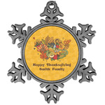 Happy Thanksgiving Vintage Snowflake Ornament (Personalized)