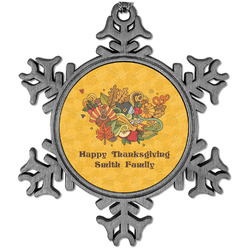 Happy Thanksgiving Vintage Snowflake Ornament (Personalized)