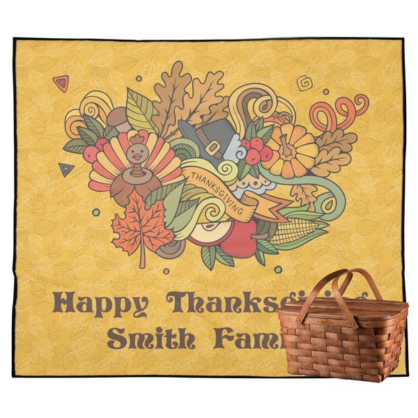 Custom Happy Thanksgiving Outdoor Picnic Blanket (Personalized)