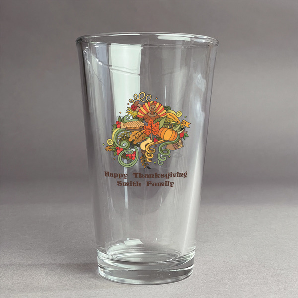 Custom Happy Thanksgiving Pint Glass - Full Color Logo (Personalized)