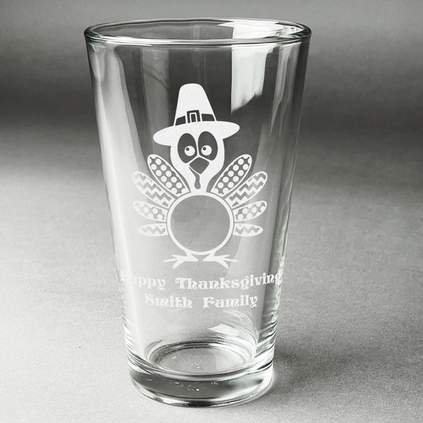 Custom Happy Thanksgiving Pint Glass - Engraved (Single) (Personalized)