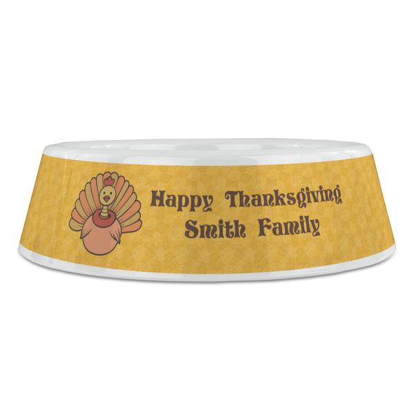 Happy Thanksgiving Plastic Pet Bowls - Large - FRONT