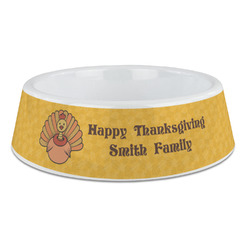 Happy Thanksgiving Plastic Dog Bowl - Large (Personalized)