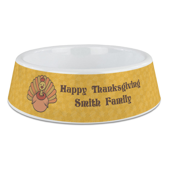 Custom Happy Thanksgiving Plastic Dog Bowl - Large (Personalized)