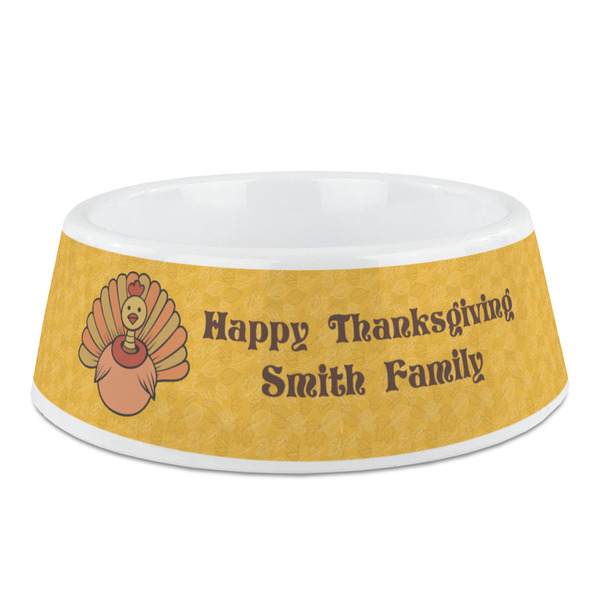 Custom Happy Thanksgiving Plastic Dog Bowl - Medium (Personalized)