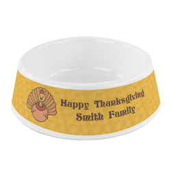 Happy Thanksgiving Plastic Dog Bowl - Small (Personalized)