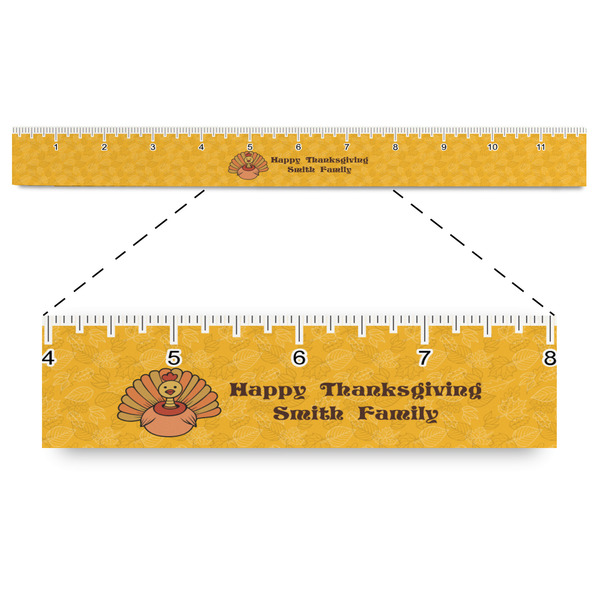 Custom Happy Thanksgiving Plastic Ruler - 12" (Personalized)