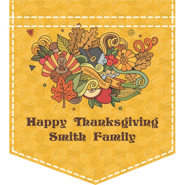 Custom Happy Thanksgiving Iron On Faux Pocket (Personalized)
