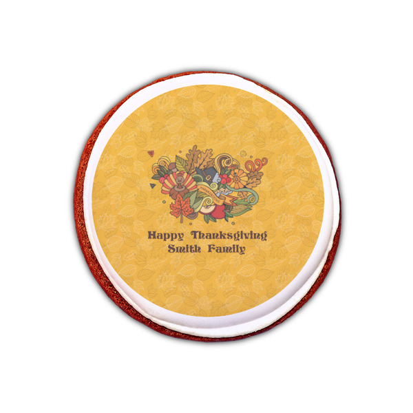 Happy Thanksgiving Printed Icing Circle - XSmall - On Cookie