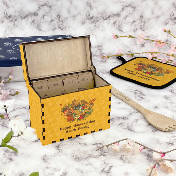 Happy Thanksgiving Recipe Box - Full Color - In Context