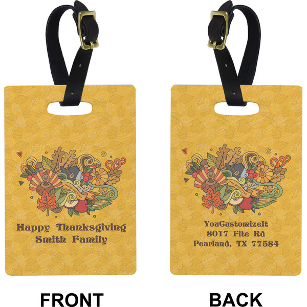 Happy Thanksgiving Rectangle Luggage Tag (Front + Back)