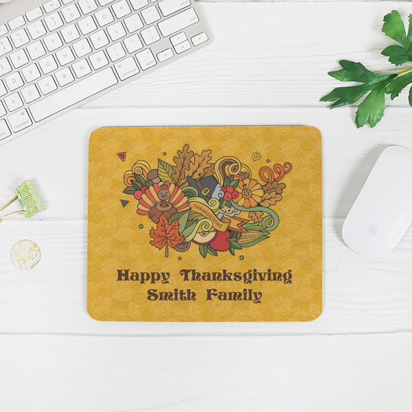 Happy Thanksgiving Rectangular Mouse Pad - LIFESTYLE 2