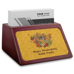Happy Thanksgiving Red Mahogany Business Card Holder (Personalized)