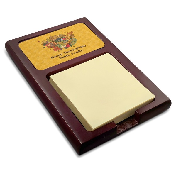 Custom Happy Thanksgiving Red Mahogany Sticky Note Holder (Personalized)