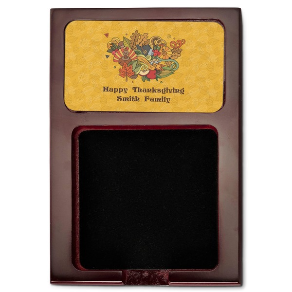 Happy Thanksgiving Red Mahogany Sticky Note Holder - Flat