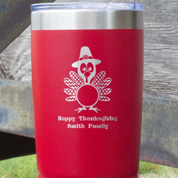 Happy Thanksgiving Red Polar Camel Tumbler - 20oz - Close Up