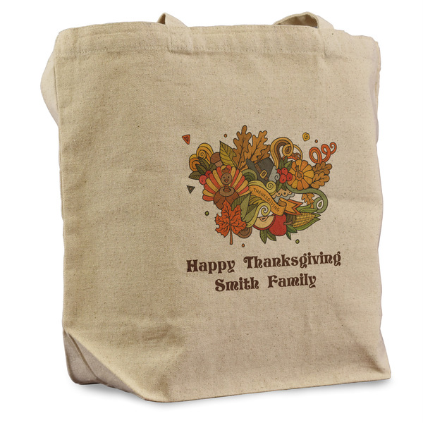Custom Happy Thanksgiving Reusable Cotton Grocery Bag - Single (Personalized)