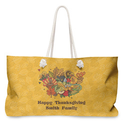 Happy Thanksgiving Large Tote Bag with Rope Handles (Personalized)