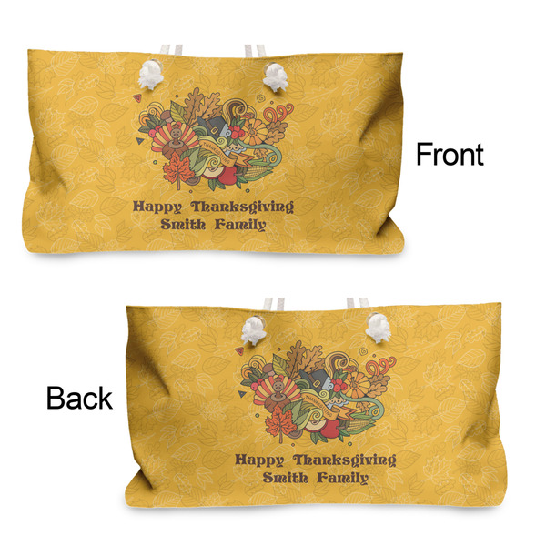 Happy Thanksgiving Large Rope Tote - From & Back View