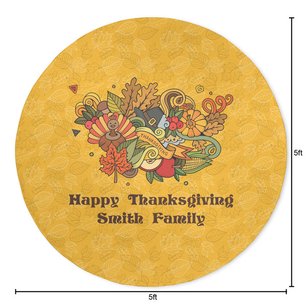 Happy Thanksgiving Round Area Rug - Size