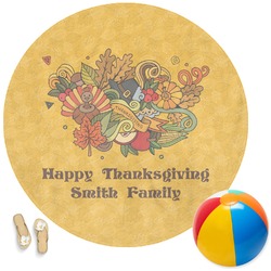 Happy Thanksgiving Round Beach Towel (Personalized)