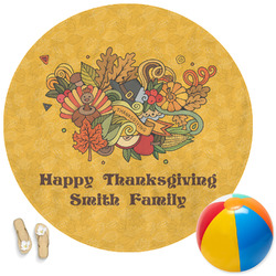 Happy Thanksgiving Round Beach Towel (Personalized)