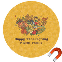 Happy Thanksgiving Round Car Magnet - 6" (Personalized)
