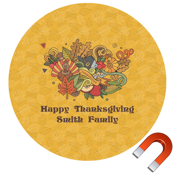 Custom Happy Thanksgiving Round Car Magnet - 6" (Personalized)