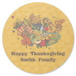 Happy Thanksgiving Round Rubber Backed Coaster (Personalized)