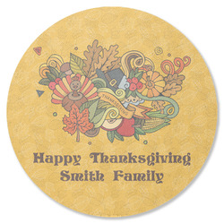 Happy Thanksgiving Round Rubber Backed Coaster (Personalized)