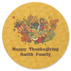 Happy Thanksgiving Round Rubber Backed Coaster (Personalized)