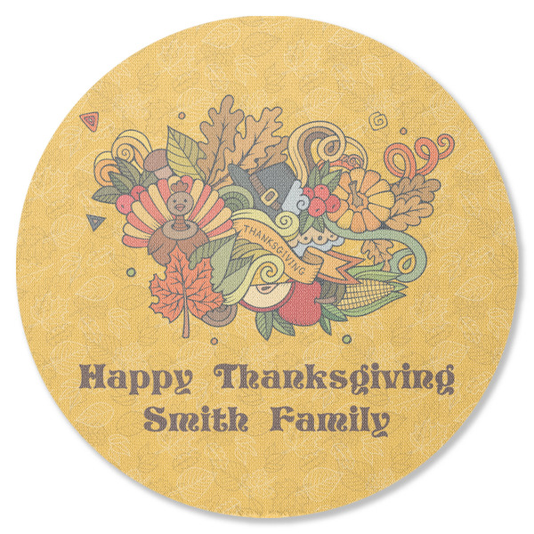 Happy Thanksgiving Round Coaster Rubber Back - Single