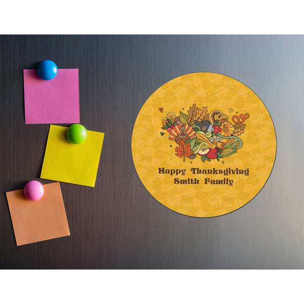 Happy Thanksgiving Round Fridge Magnet - LIFESTYLE
