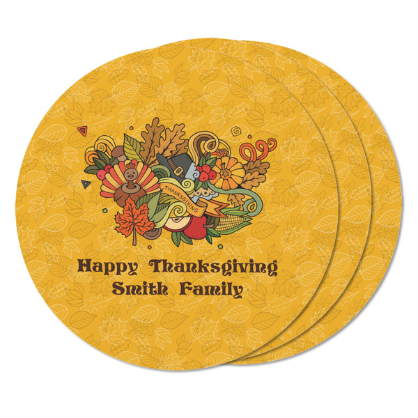 Happy Thanksgiving Round Fridge Magnet - THREE