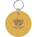 Happy Thanksgiving Round Plastic Keychain (Personalized)