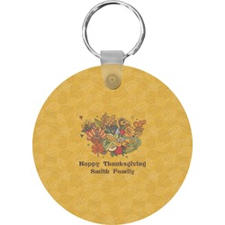 Happy Thanksgiving Round Plastic Keychain (Personalized)