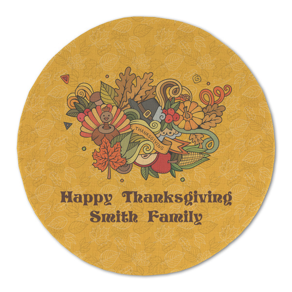 Custom Happy Thanksgiving Round Linen Placemat (Personalized)
