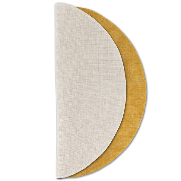 Happy Thanksgiving Round Linen Placemats - HALF FOLDED (single sided)