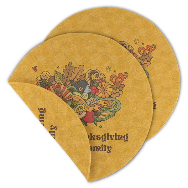 Happy Thanksgiving Round Linen Placemats - MAIN (Double-Sided)