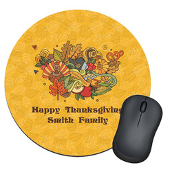 Happy Thanksgiving Round Mouse Pad (Personalized)