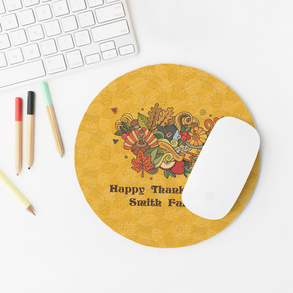 Happy Thanksgiving Round Mousepad - LIFESTYLE 2