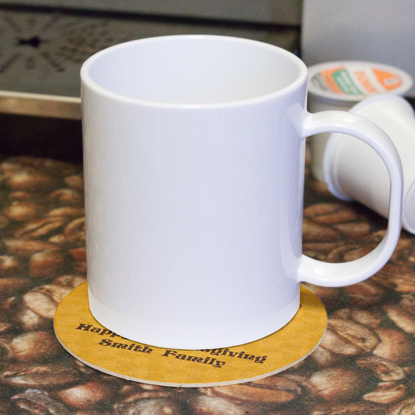 Happy Thanksgiving Round Paper Coaster - With Mug
