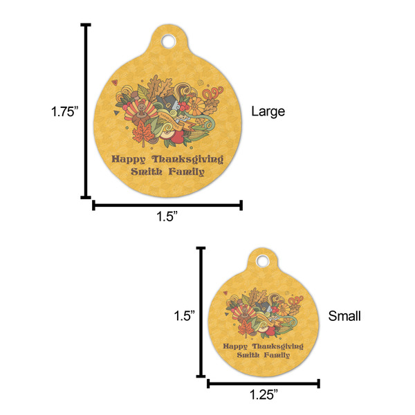 Happy Thanksgiving Round Pet ID Tag - Large - Comparison Scale