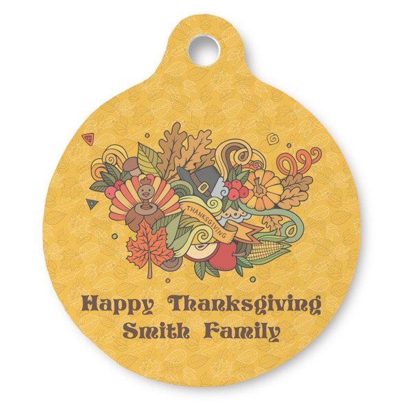 Custom Happy Thanksgiving Round Pet ID Tag - Large (Personalized)