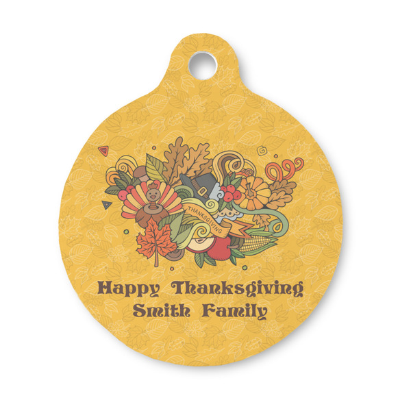 Custom Happy Thanksgiving Round Pet ID Tag - Small (Personalized)